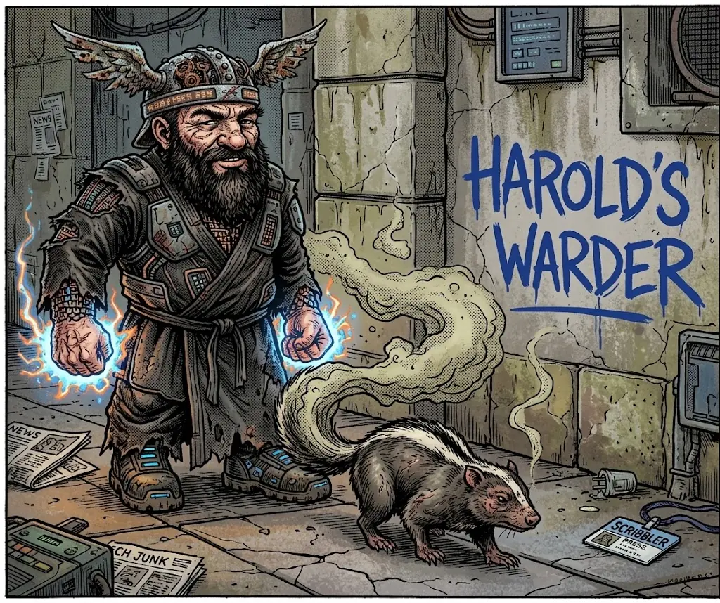 Harold's warder, a skunk